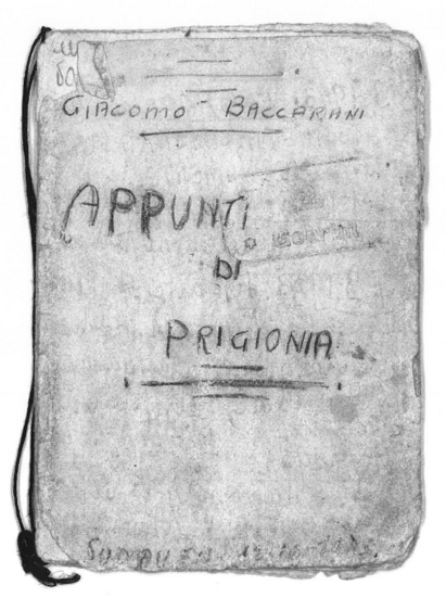 Der Buchdeckel des Tagebuchs von Giacomo Baccarani &bdquo;Notizen aus der Gefangenschaft&ldquo;, Giacomo Baccarani