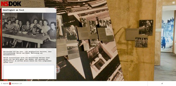 “Conviviality at the meal-table”: photo of Polish forced labourers in the digital workshop What you see is how it was?!?, screenshot of the web app © NS-Dokumentationszentrum der Stadt Köln