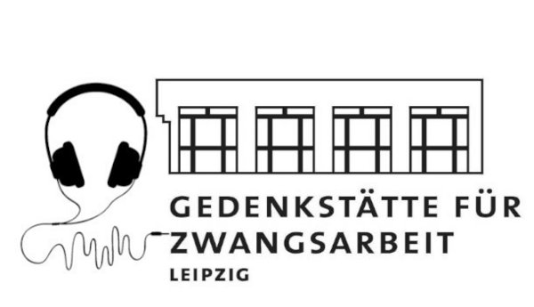 Das Bild zeigt das Logo der Gedenkstätte für Zwangsarbeit Leipzig mit Kopfhörer