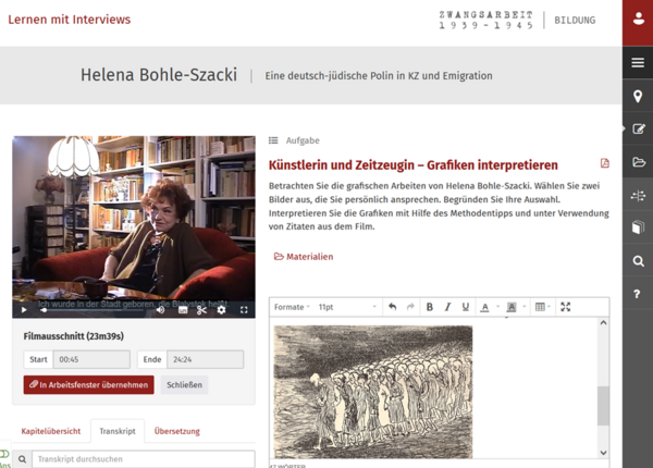 Screenshot der Anwendung „Lernen mit Interviews“. https://lernen-mit-interviews.de Screenshot der Anwendung „Lernen mit Interviews“. https://lernen-mit-interviews.de