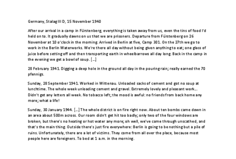 Excerpts from Jean-René and Hervé Vidal, Ein Spielball in den Wirren des Krieges. Tagebuch eines Kriegsgefangenen (“A Pawn in the Turmoil of War: Diary of a Prisoner of War”), pages 16, 22, 56-57